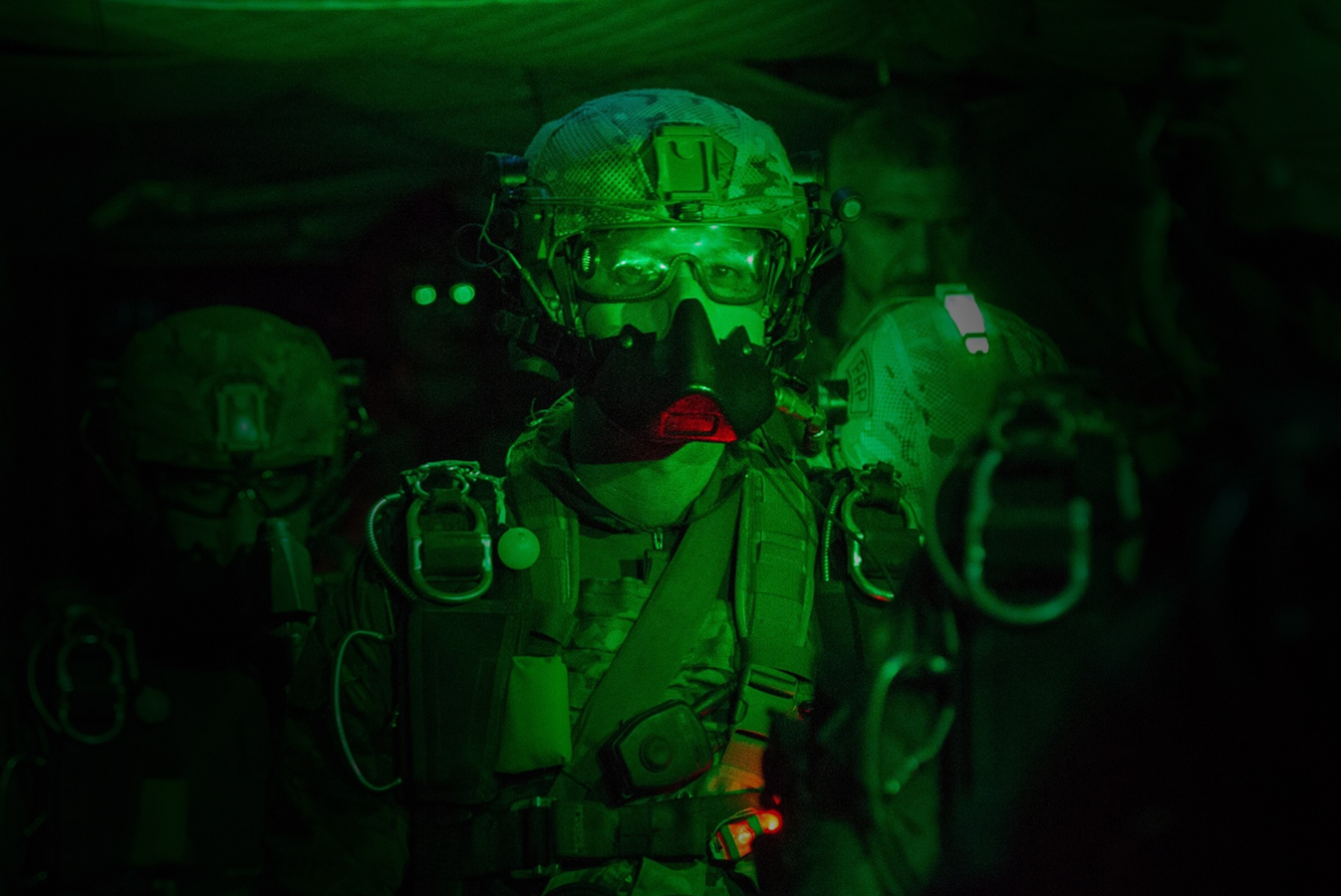Warfighters under night-vision illumination